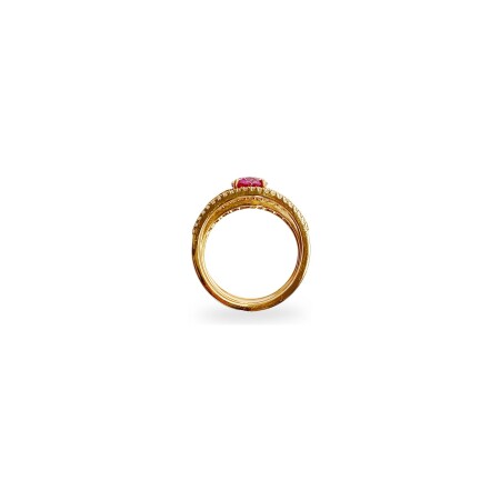 Bague Isabelle Barrier en or rose, diamants naturels et saphir rose, taille 52